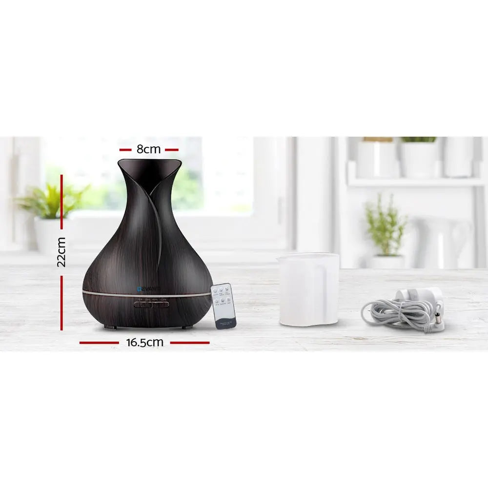 Devanti Aroma Diffuser Aromatherapy Dark Wood 400ml Wholesale Hub