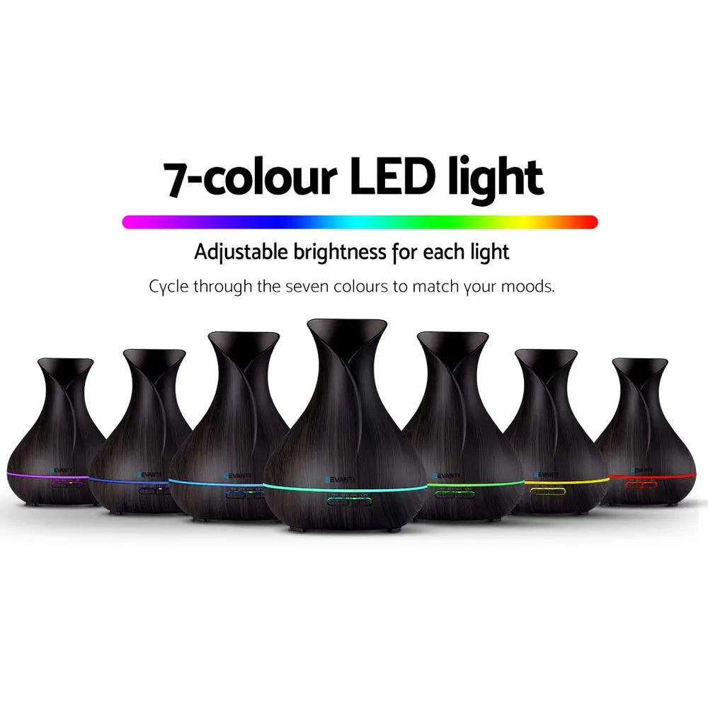 Devanti Aroma Diffuser Aromatherapy Dark Wood 400ml Wholesale Hub