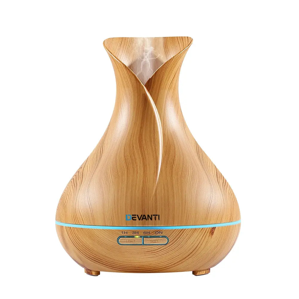 Devanti Aroma Diffuser Aromatherapy Light Wood 400ml Wholesale Hub