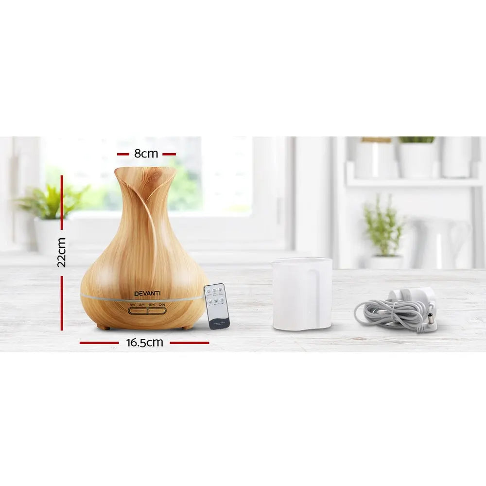 Devanti Aroma Diffuser Aromatherapy Light Wood 400ml Wholesale Hub