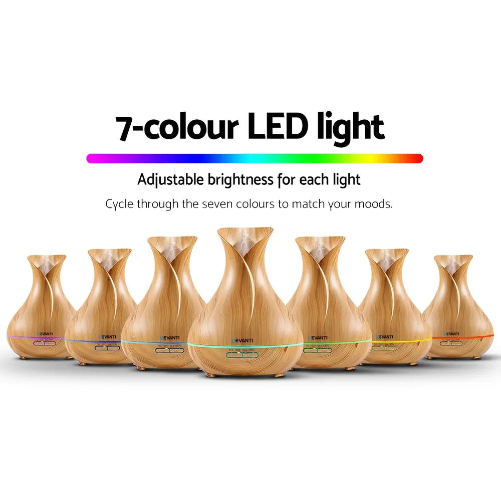 Devanti Aroma Diffuser Aromatherapy Light Wood 400ml Wholesale Hub