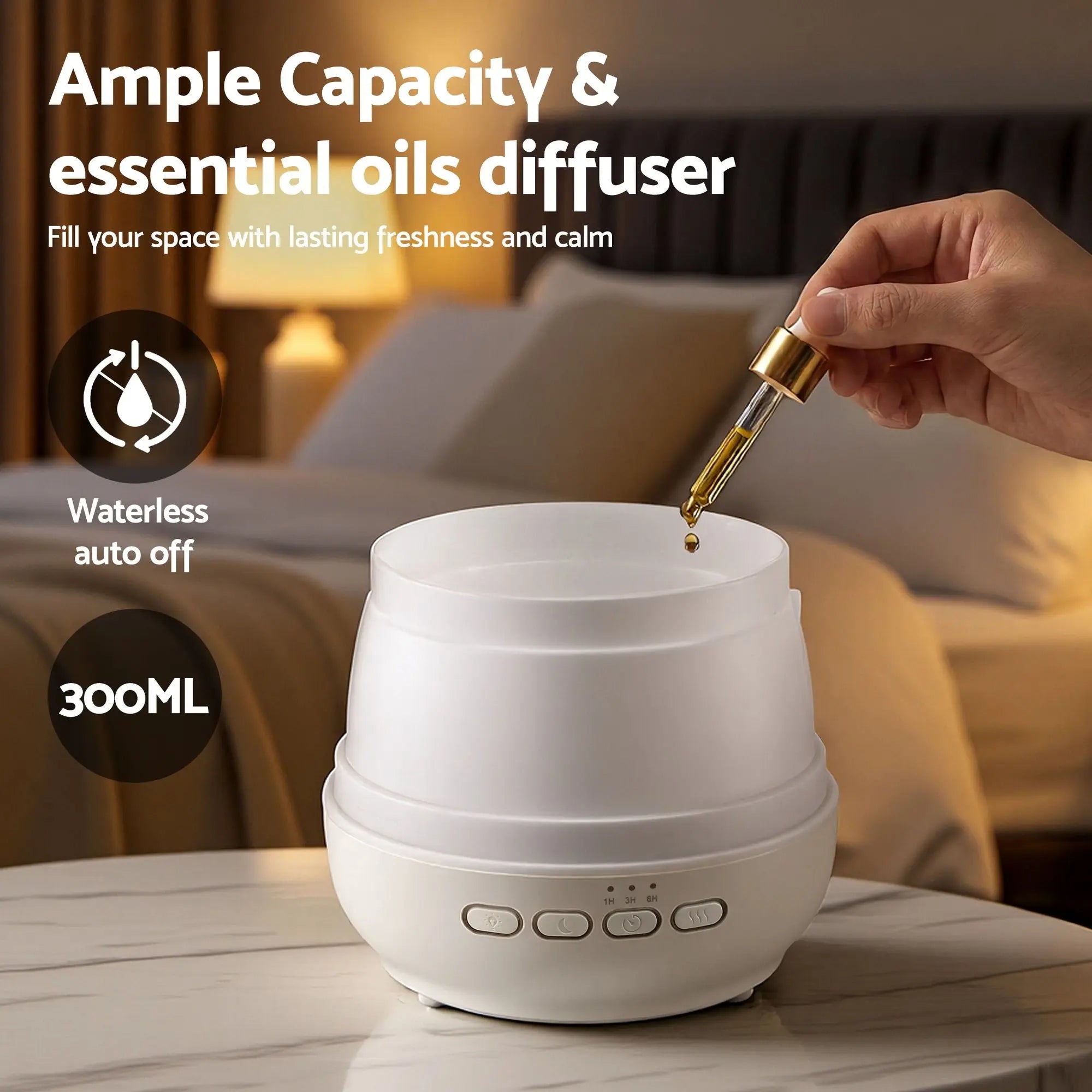 Devanti Ultrasonic Essential Oil Aroma Diffuser Aromatherapy Cool Mist Humidifier w/ LED Light 300ml Wholesale Hub