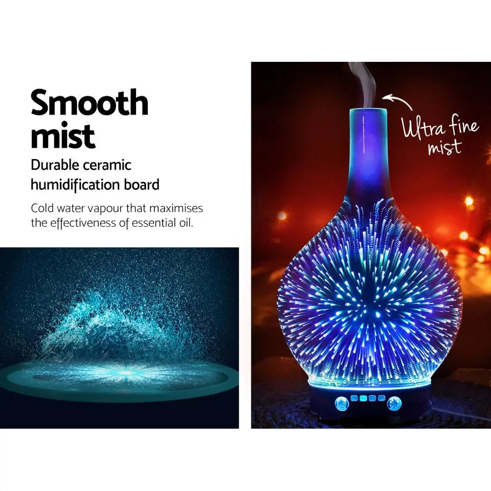 Devanti Aroma Diffuser Aromatherapy 3D Glass 100ml Wholesale Hub