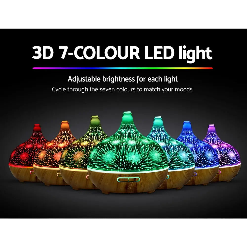 Devanti Aroma Diffuser Aromatherapy 3D Glass 400ml Wholesale Hub