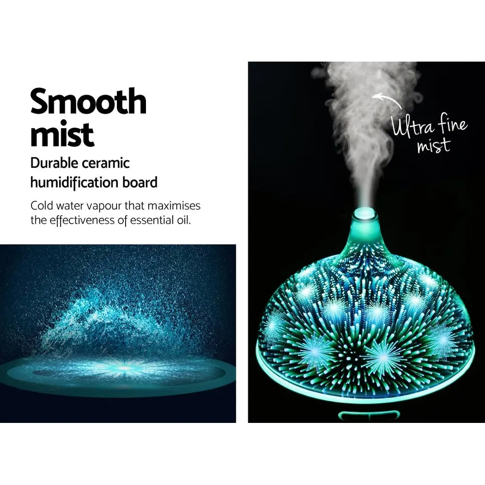Devanti Aroma Diffuser Aromatherapy 3D Glass 400ml Wholesale Hub
