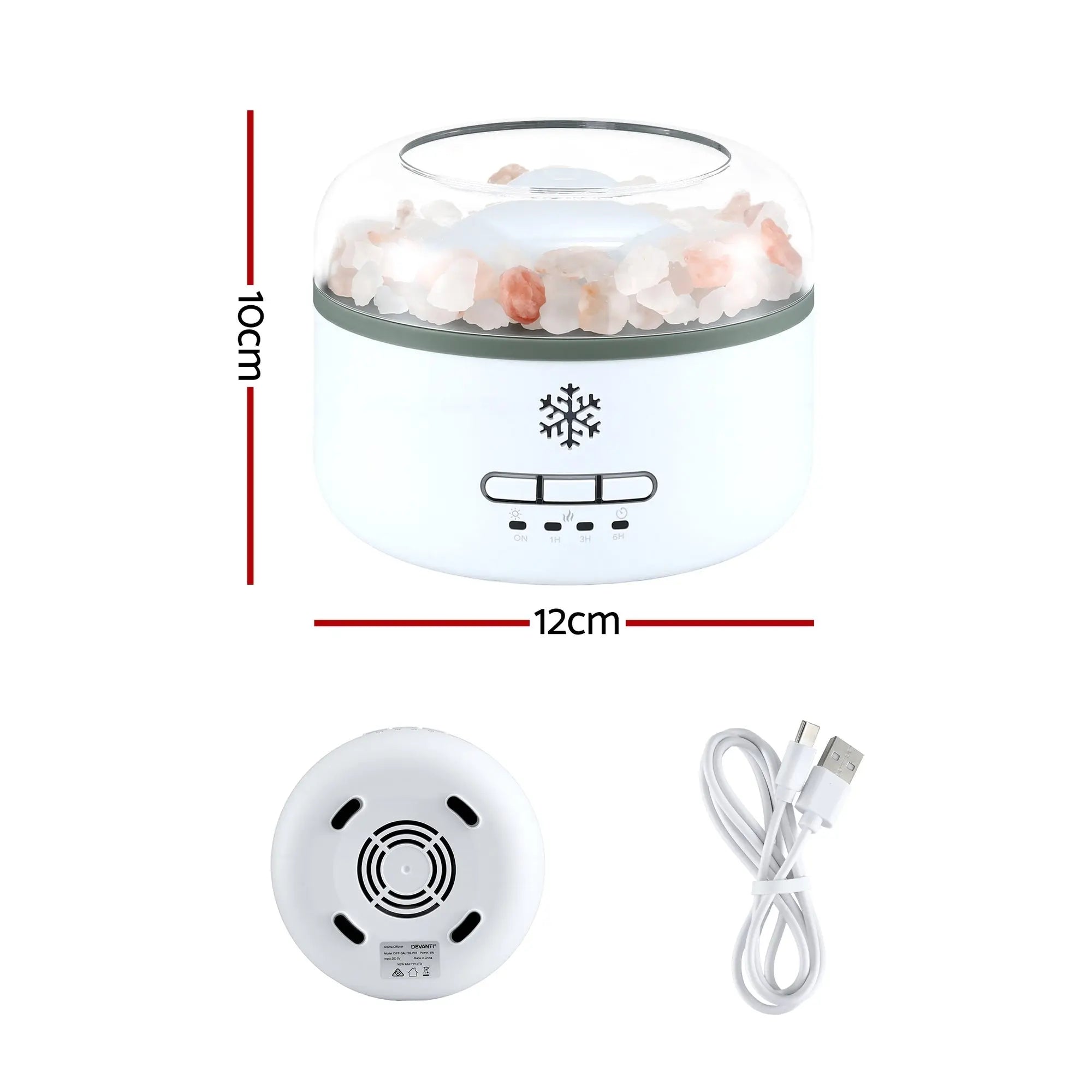 Devanti 150ml Salt Lamp Aroma Diffuser Ultrasonic Humidifier Purifier 7 LED Colors Wholesale Hub