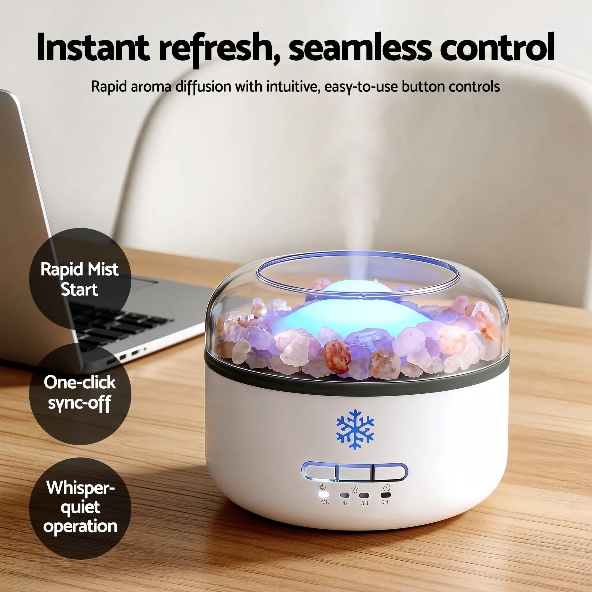 Devanti 150ml Salt Lamp Aroma Diffuser Ultrasonic Humidifier Purifier 7 LED Colors Wholesale Hub