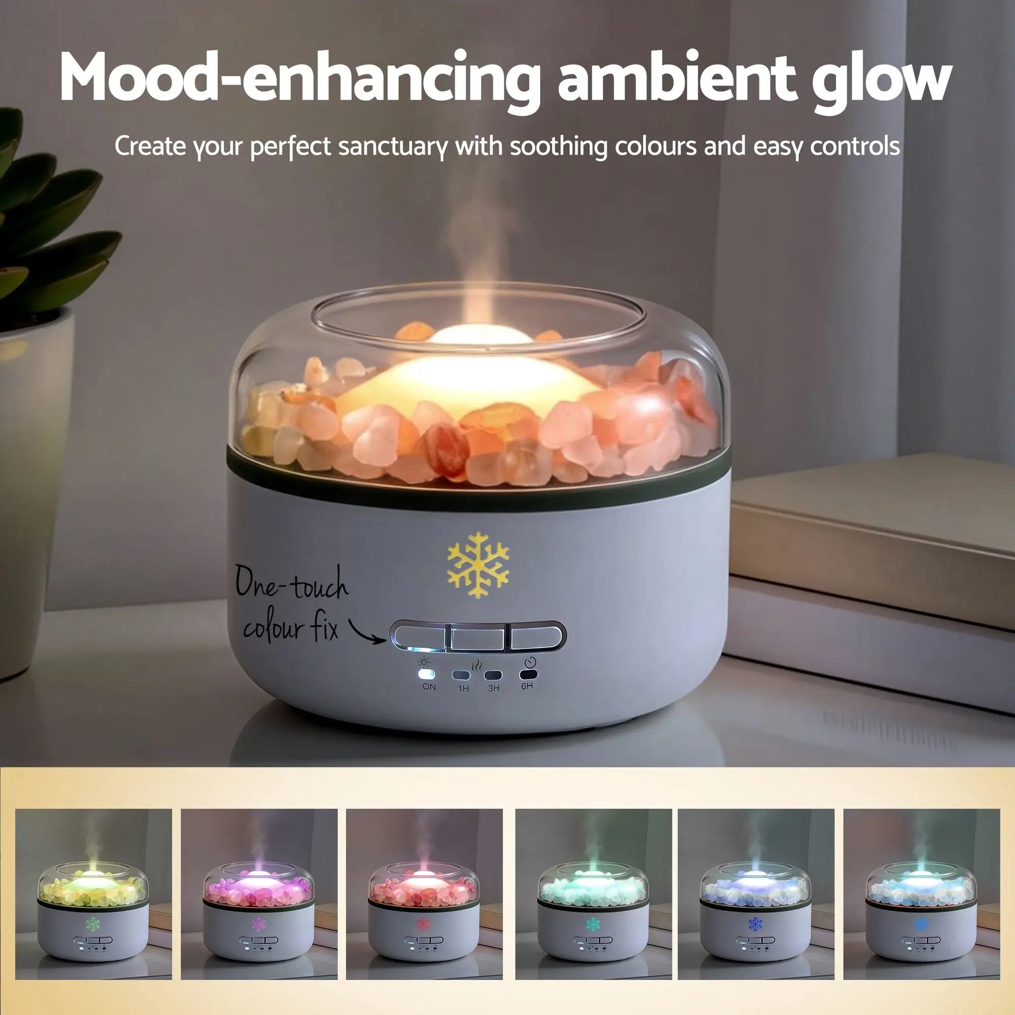 Devanti 150ml Salt Lamp Aroma Diffuser Ultrasonic Humidifier Purifier 7 LED Colors Wholesale Hub