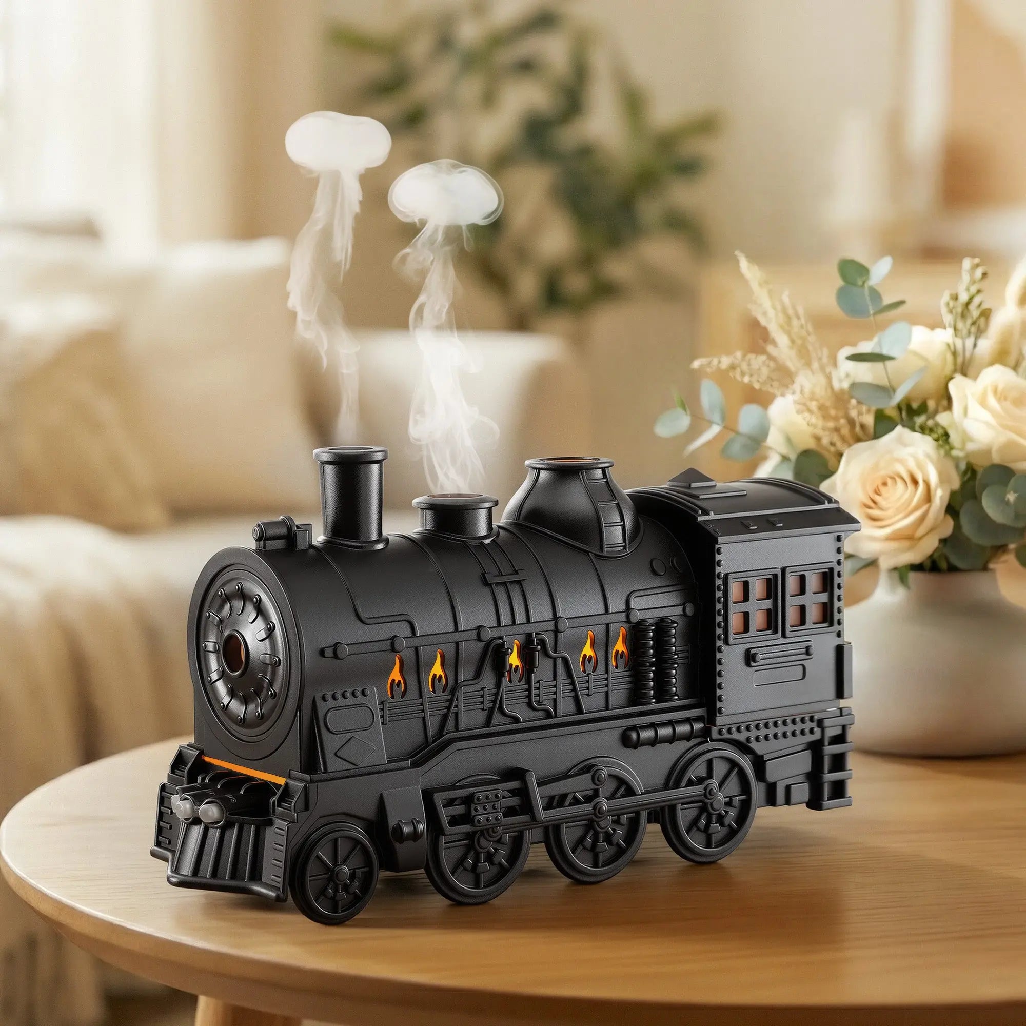 Devanti Train Aroma Diffuser Essential Oil Humidifier 300ml Smoke Ring LED Timer Wholesale Hub