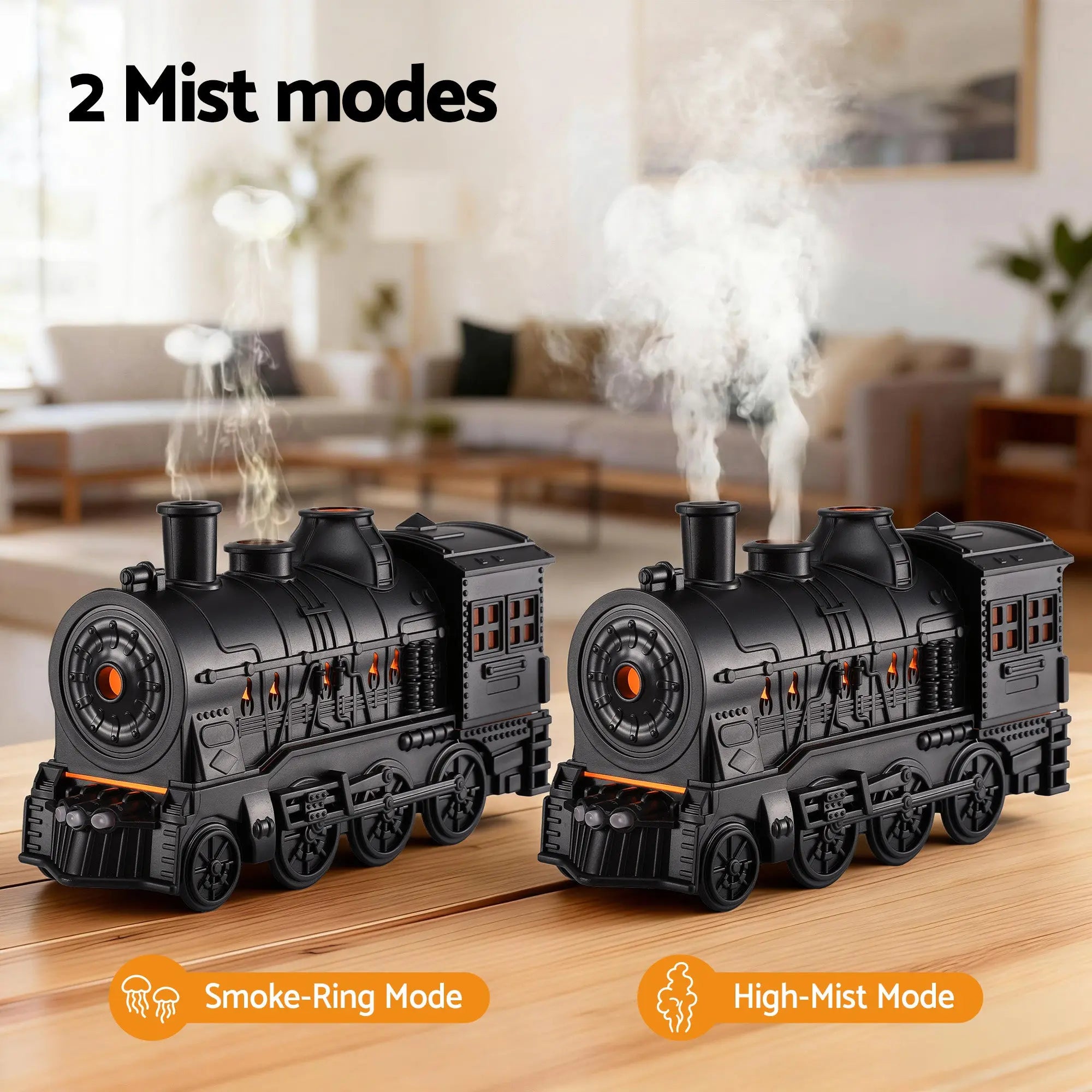 Devanti Train Aroma Diffuser Essential Oil Humidifier 300ml Smoke Ring LED Timer Wholesale Hub