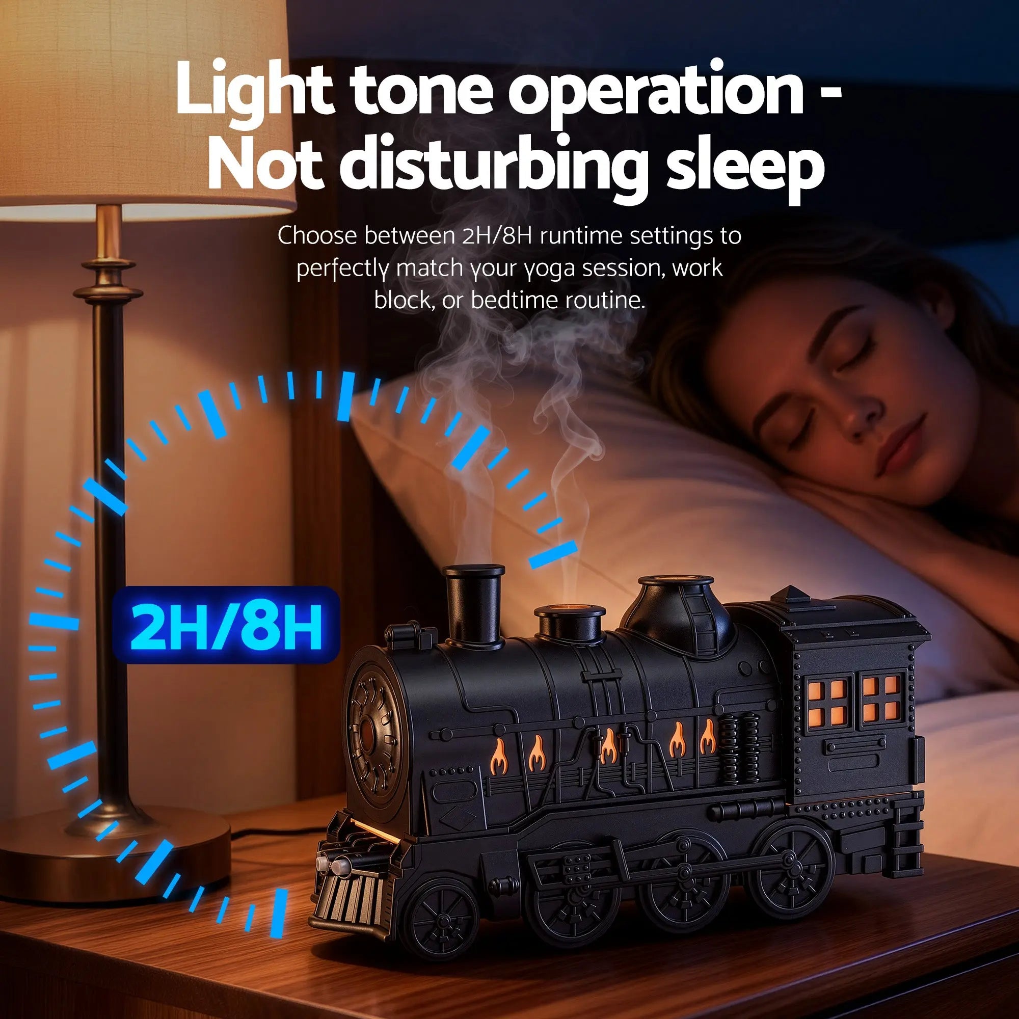 Devanti Train Aroma Diffuser Essential Oil Humidifier 300ml Smoke Ring LED Timer Wholesale Hub