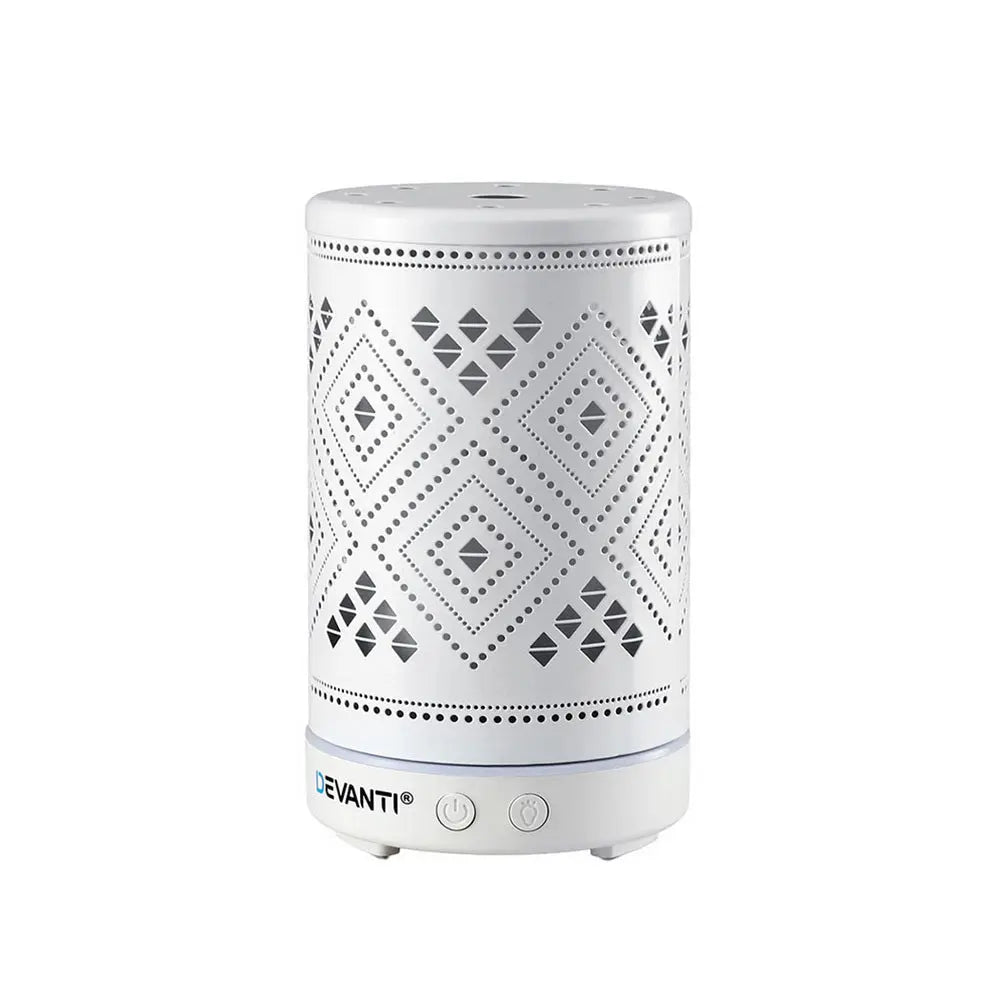 Devanti Ultrasonic Aroma Diffuser Aromatherapy 100ml LED Lights Iron Humidifier Forest Wholesale Hub