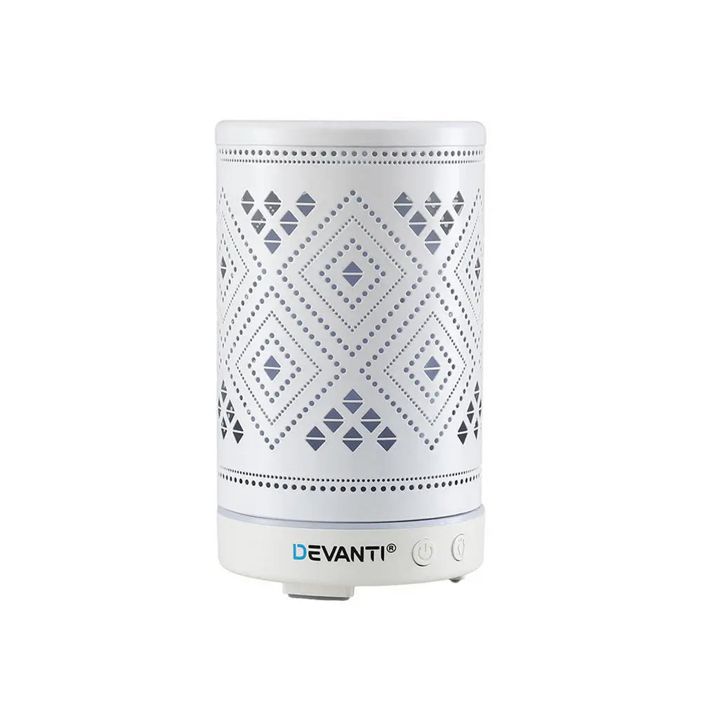 Devanti Ultrasonic Aroma Diffuser Aromatherapy 100ml LED Lights Iron Humidifier Forest Wholesale Hub