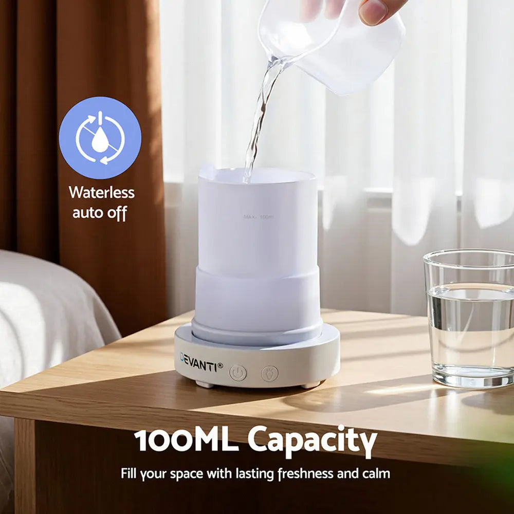 Devanti Ultrasonic Aroma Diffuser Aromatherapy 100ml LED Lights Iron Humidifier Forest Wholesale Hub