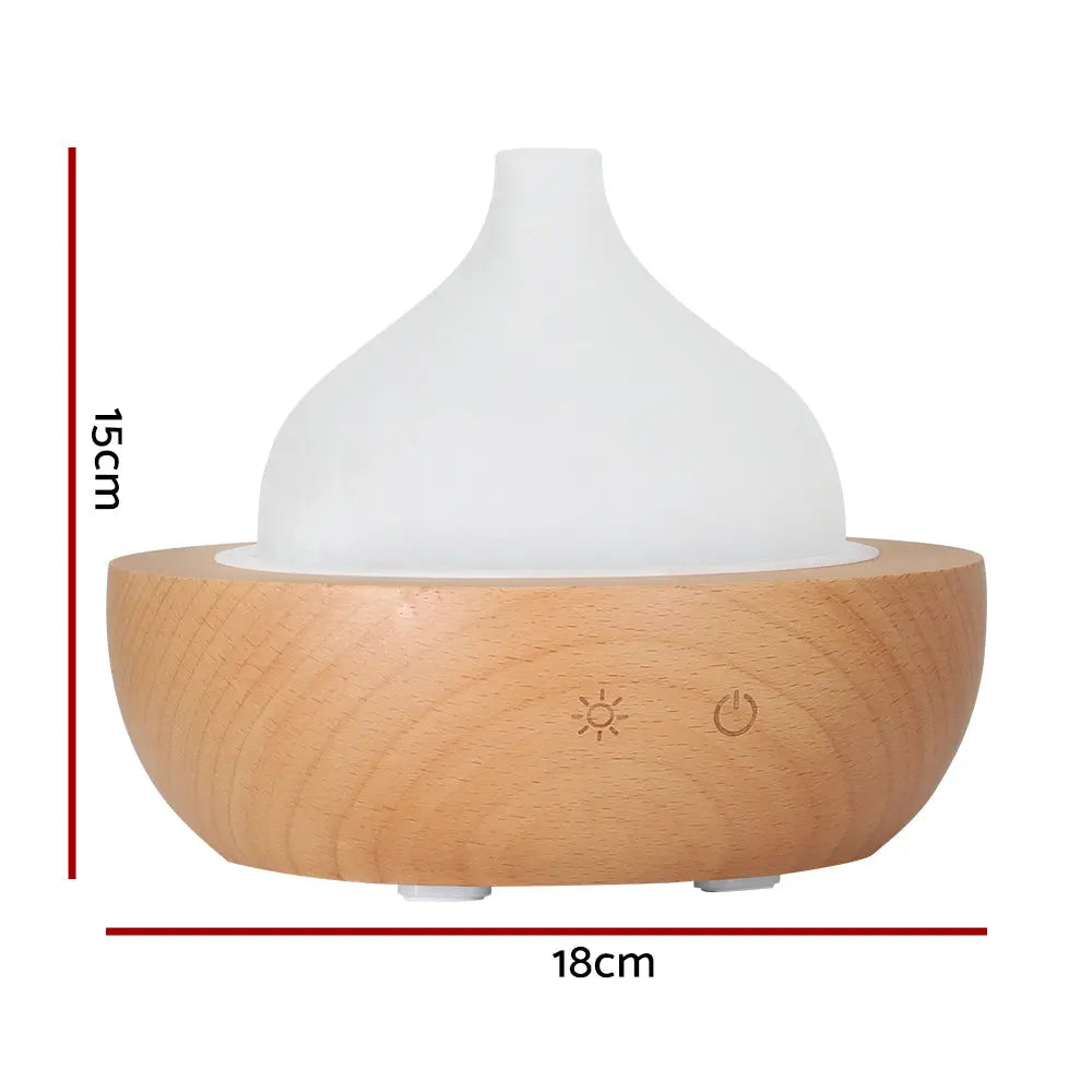 Devanti Aroma Aromatherapy Diffuser LED Oil Ultrasonic Air Humidifier Glass Wood Wholesale Hub