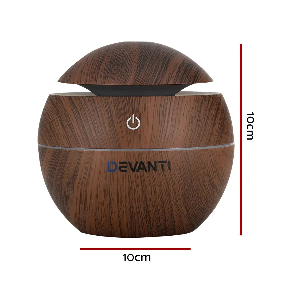 Devanti Aroma Diffuser Aromatherapy Dark Wood 130ml Wholesale Hub