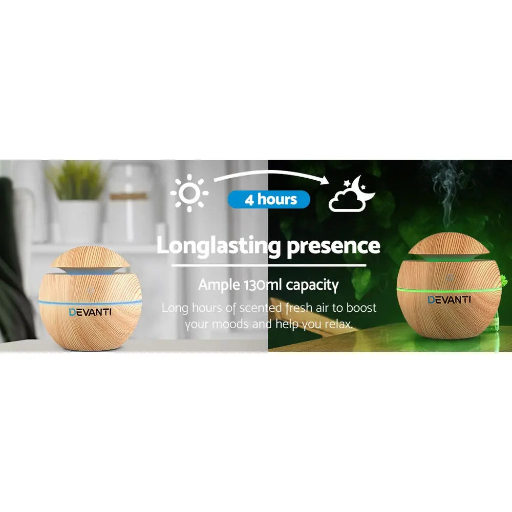 Devanti Aroma Diffuser Aromatherapy Light Wood 130ml Wholesale Hub