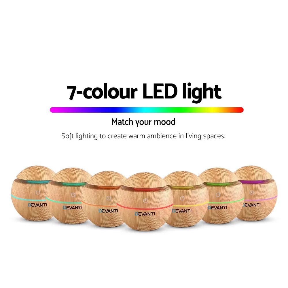 Devanti Aroma Diffuser Aromatherapy Light Wood 130ml Wholesale Hub