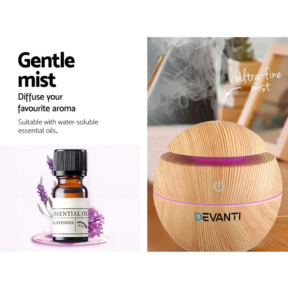 Devanti Aroma Diffuser Aromatherapy Light Wood 130ml Wholesale Hub
