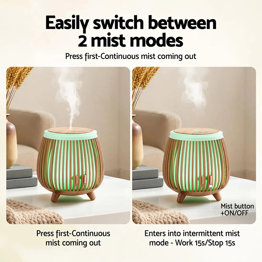 Devanti Ultrasonic Aroma Diffuser Aromatherapy 140ml LED Lights Iron Humidifier Forest Deep Wood Wholesale Hub