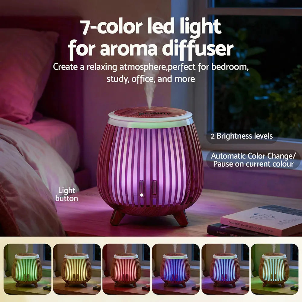 Devanti Ultrasonic Aroma Diffuser Aromatherapy 140ml LED Lights Iron Humidifier Forest Deep Wood Wholesale Hub