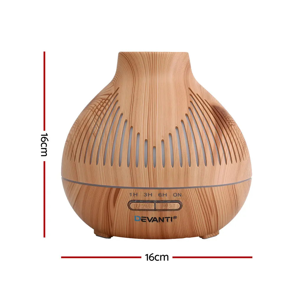 Devanti Ultrasonic Aroma Diffuser Aromatherapy 400ml LED Lights Iron Humidifier Forest Light wood grain Wholesale Hub