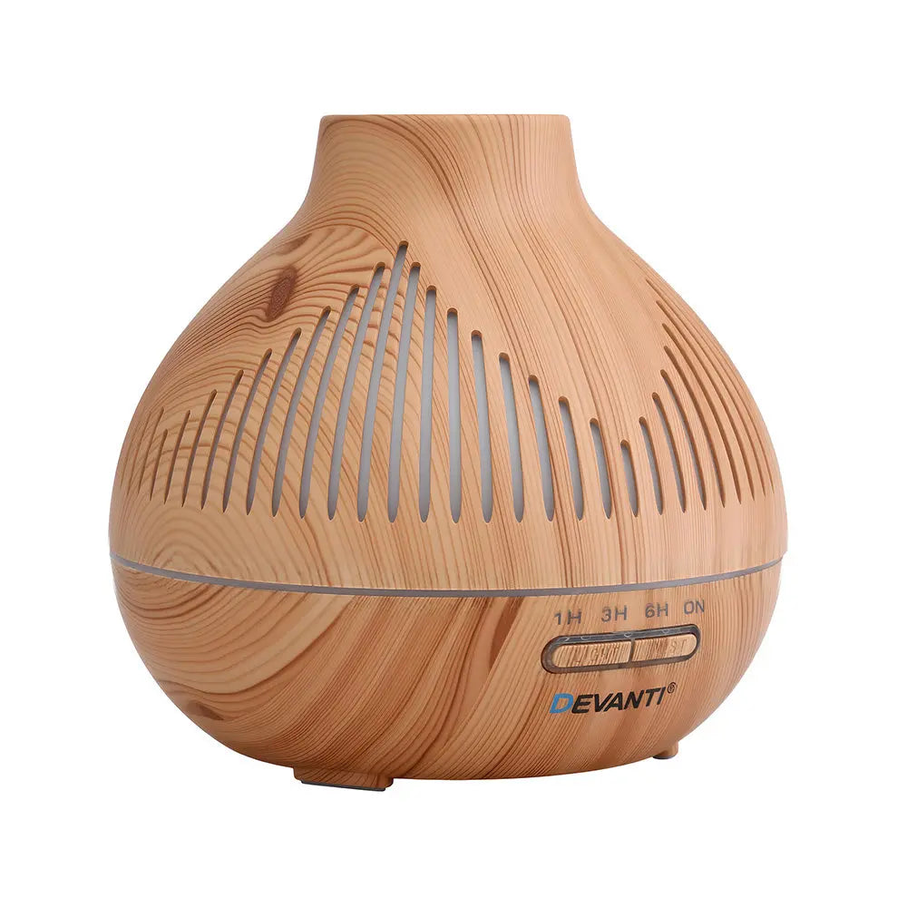 Devanti Ultrasonic Aroma Diffuser Aromatherapy 400ml LED Lights Iron Humidifier Forest Light wood grain Wholesale Hub