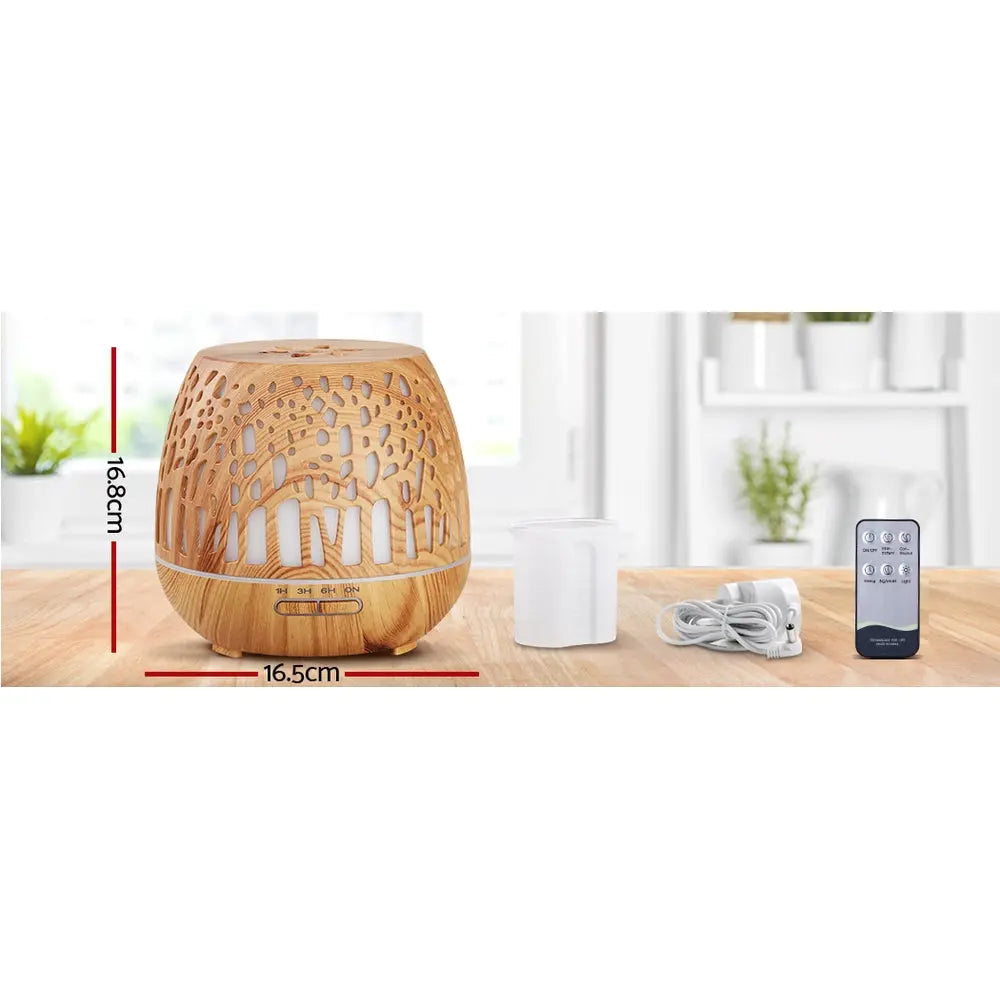 Devanti Aroma Diffuser Aromatherapy Wood Grain 400ml Wholesale Hub