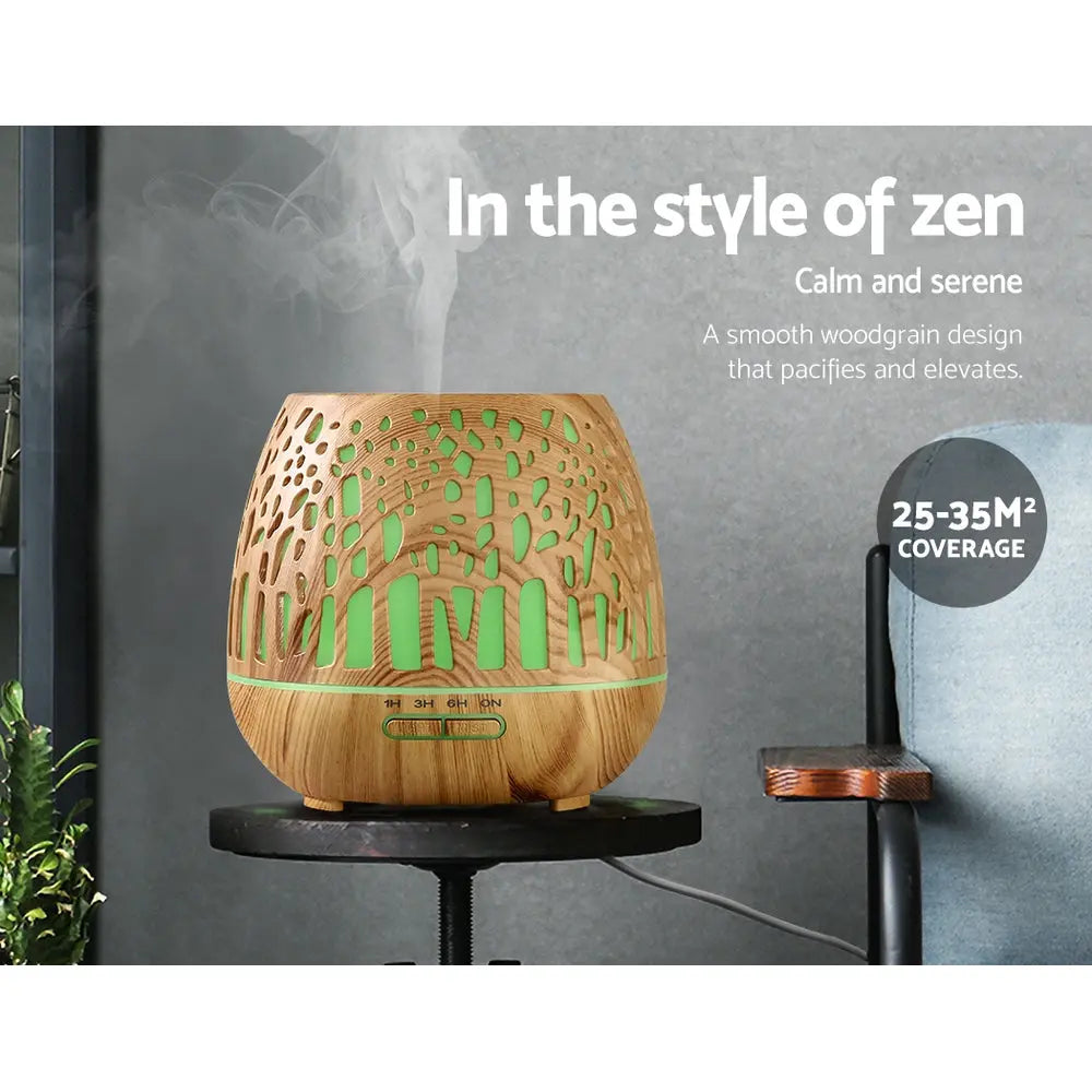 Devanti Aroma Diffuser Aromatherapy Wood Grain 400ml Wholesale Hub
