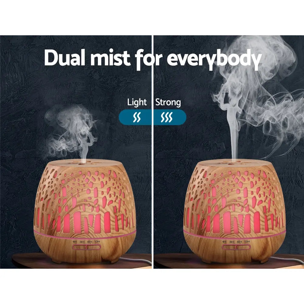 Devanti Aroma Diffuser Aromatherapy Wood Grain 400ml Wholesale Hub
