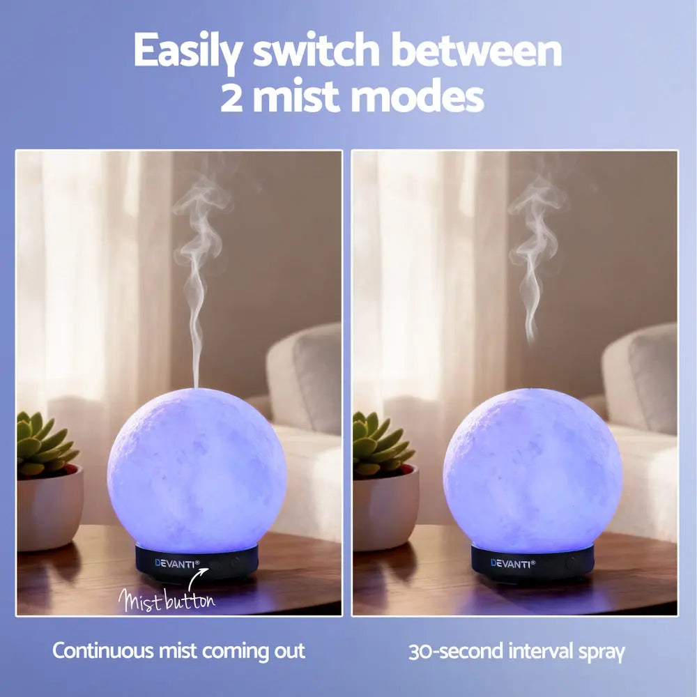 Devanti Ultrasonic Aroma Diffuser Aromatherapy Moon Lamp 100ml Wholesale Hub