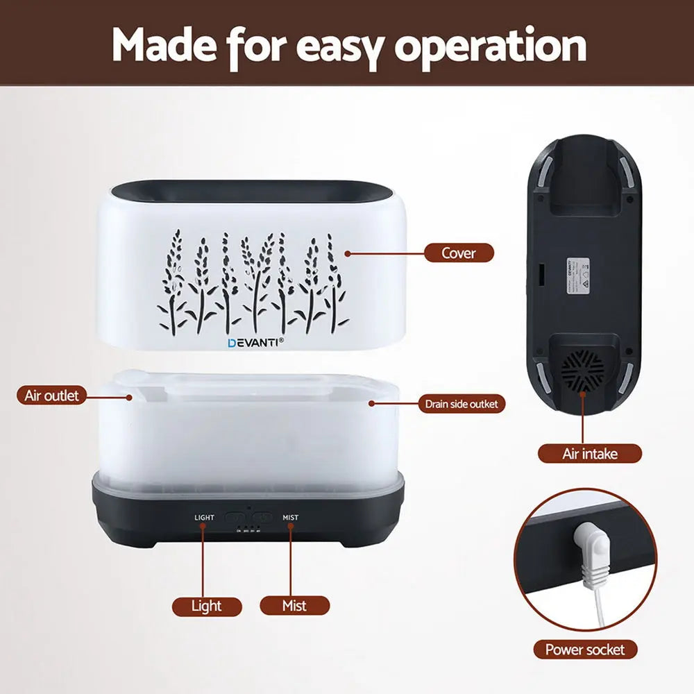 Devanti Aroma Diffuser Aromatherapy Flame 200ml Wholesale Hub