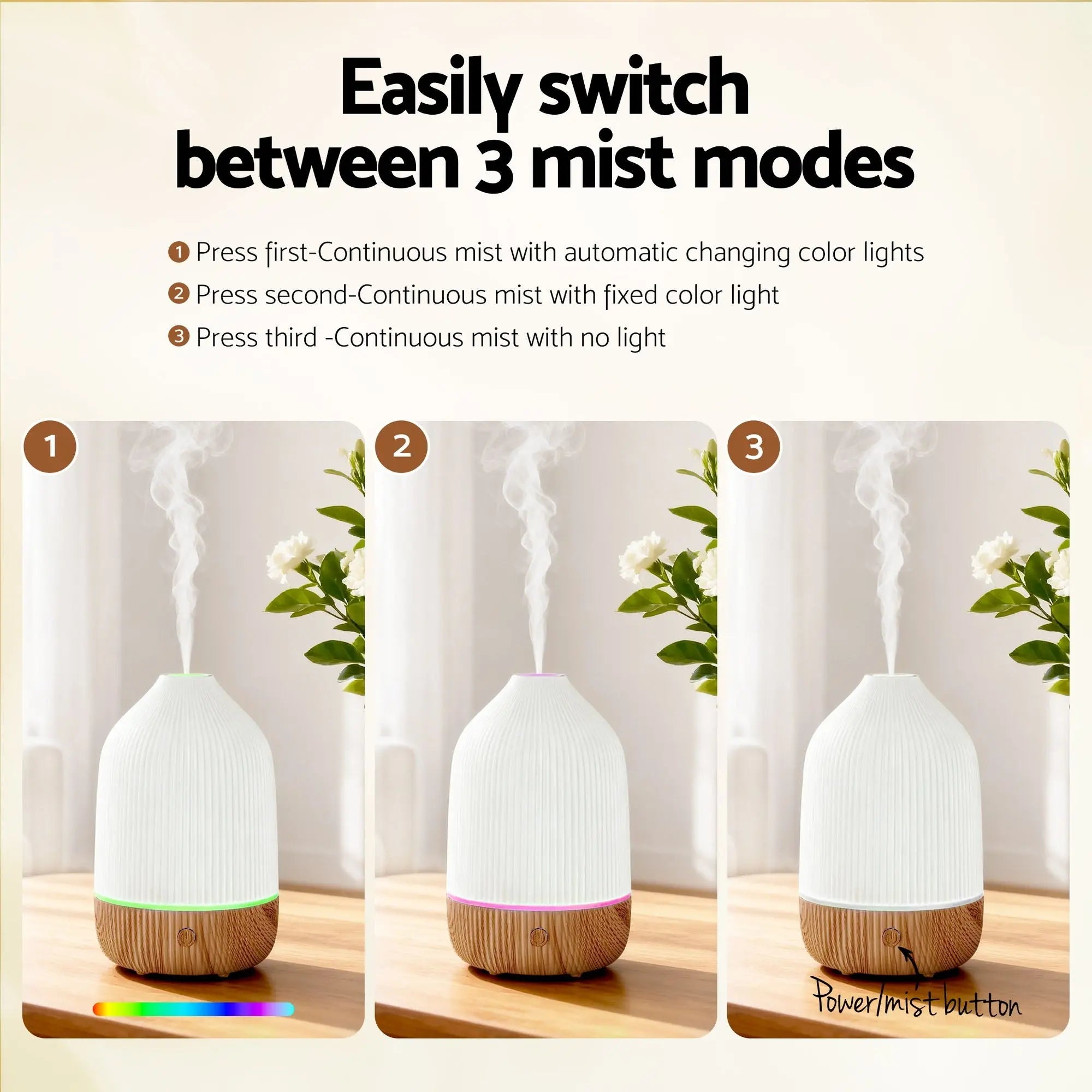 Devanti Ultrasonic Aroma Diffuser Aromatherapy 100ml LED Lights Iron Humidifier Forest Wholesale Hub