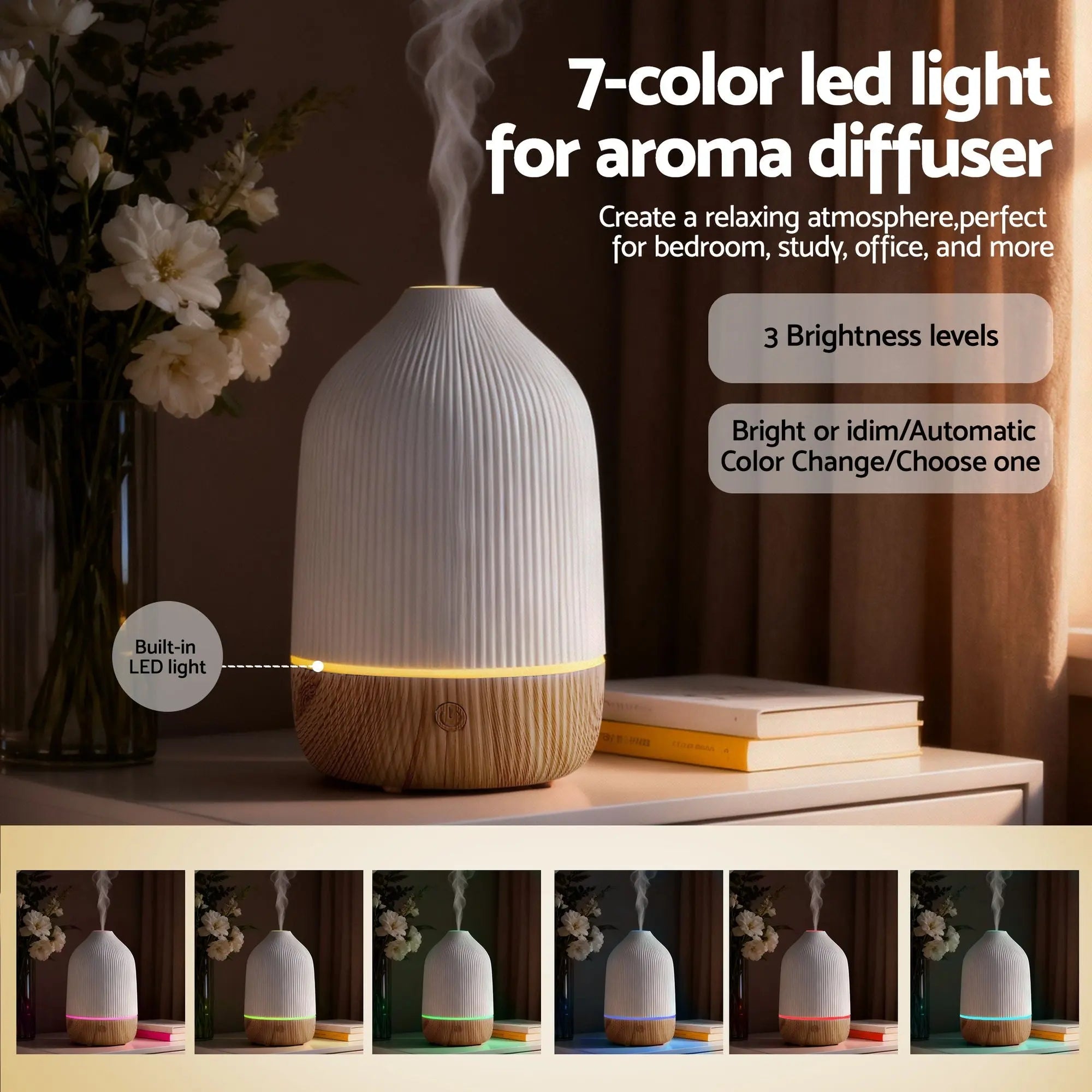 Devanti Ultrasonic Aroma Diffuser Aromatherapy 100ml LED Lights Iron Humidifier Forest Wholesale Hub