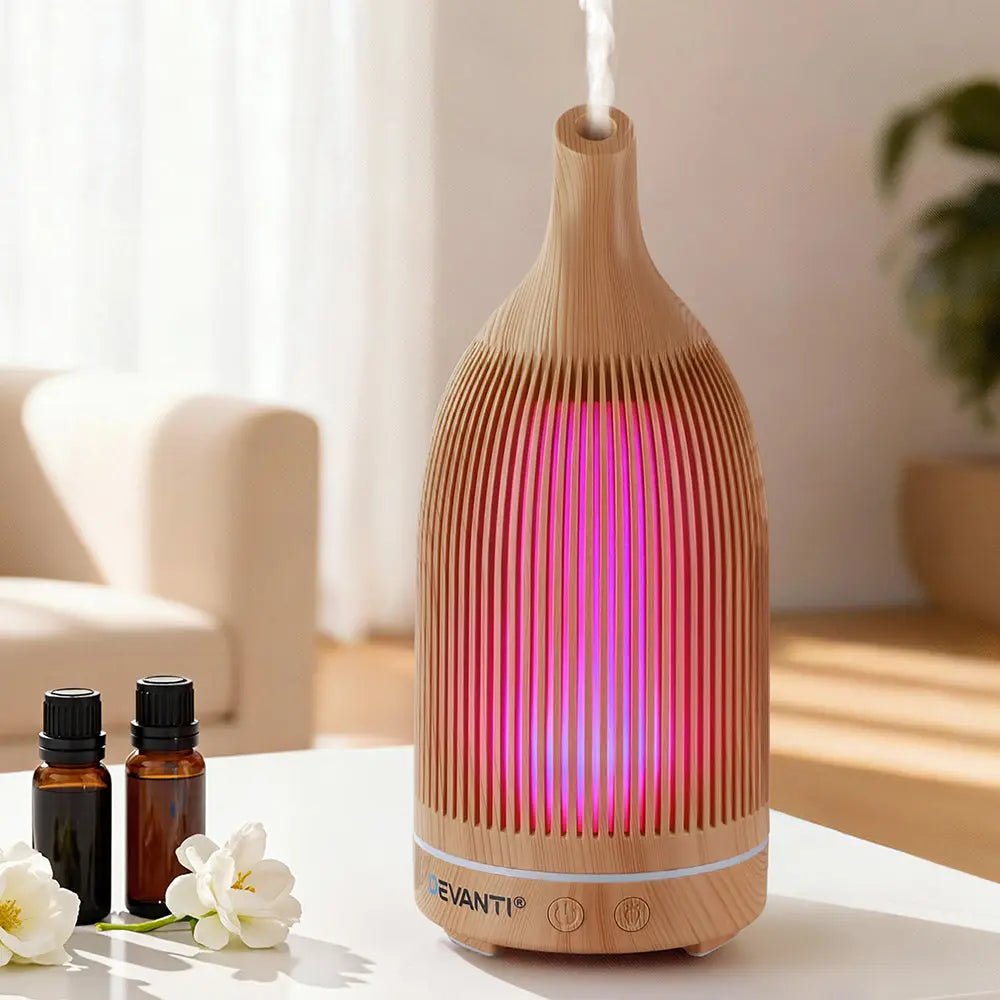 Devanti Ultrasonic Aroma Diffuser Aromatherapy 200ml LED Lights Iron Humidifier Forest Light wood grain Wholesale Hub