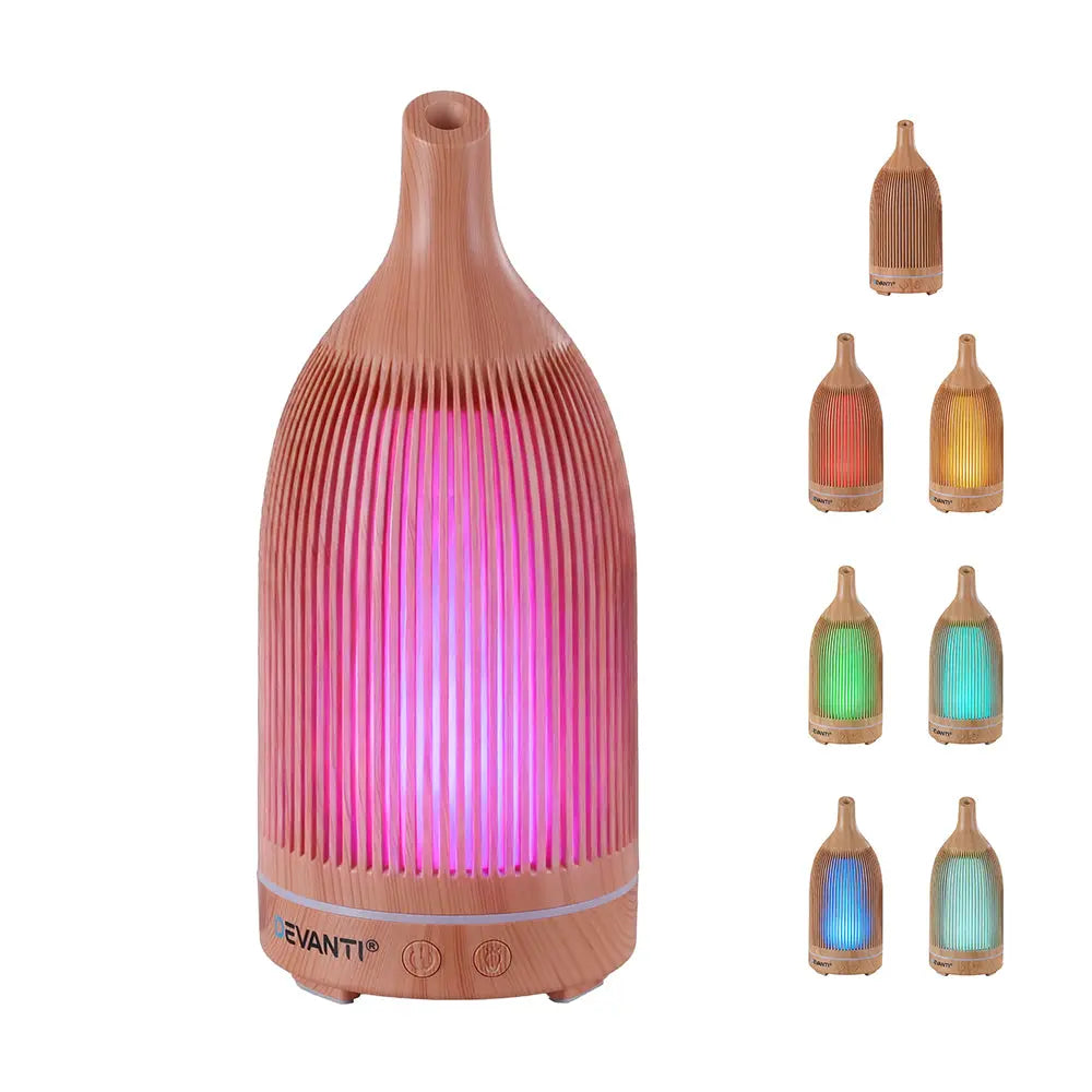 Devanti Ultrasonic Aroma Diffuser Aromatherapy 200ml LED Lights Iron Humidifier Forest Light wood grain Wholesale Hub