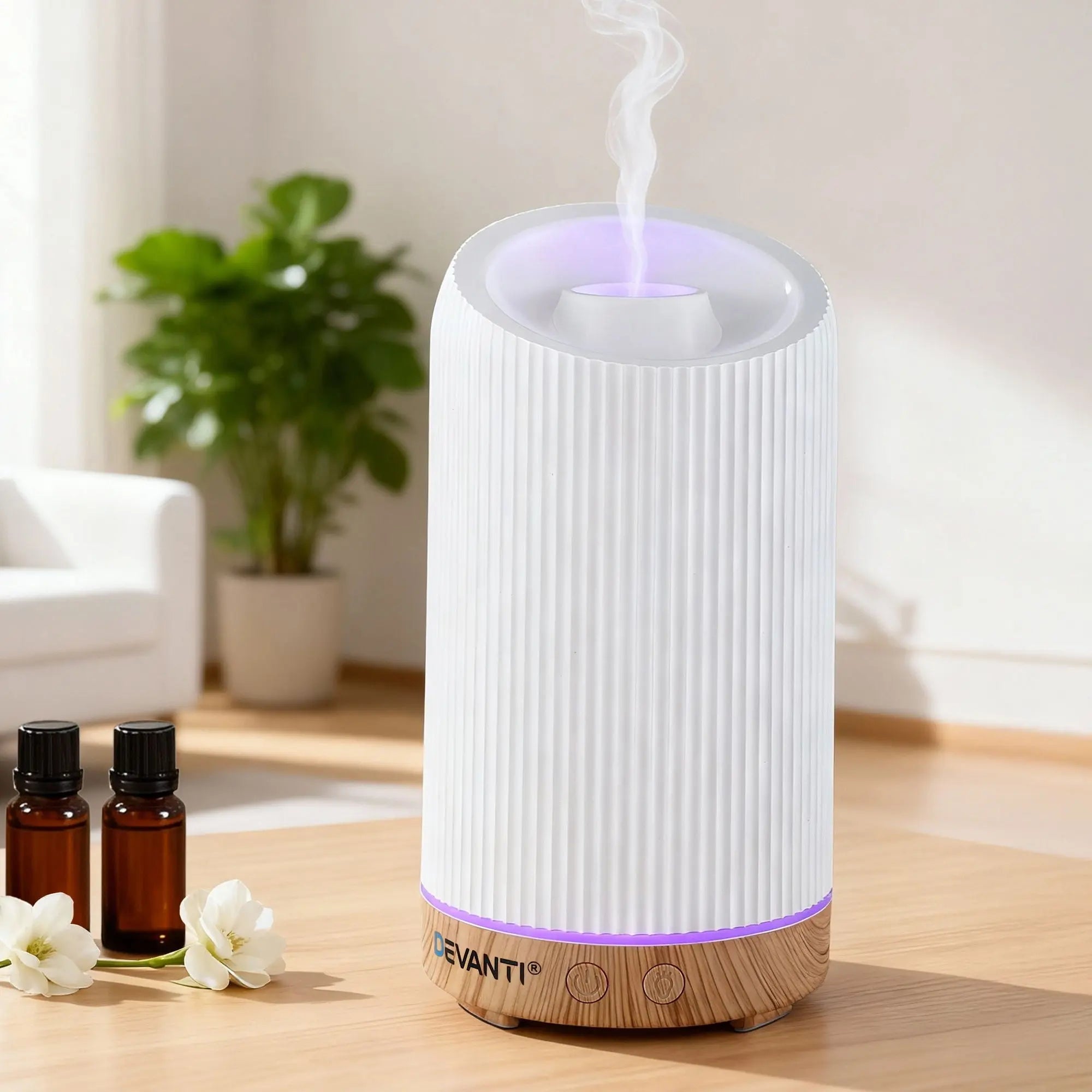 Devanti Ultrasonic Aroma Diffuser Aromatherapy 200ml LED Lights Iron Humidifier Forest Wholesale Hub