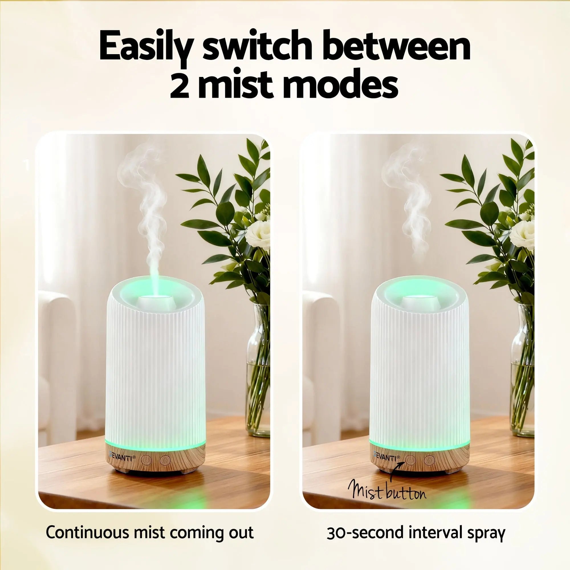 Devanti Ultrasonic Aroma Diffuser Aromatherapy 200ml LED Lights Iron Humidifier Forest Wholesale Hub