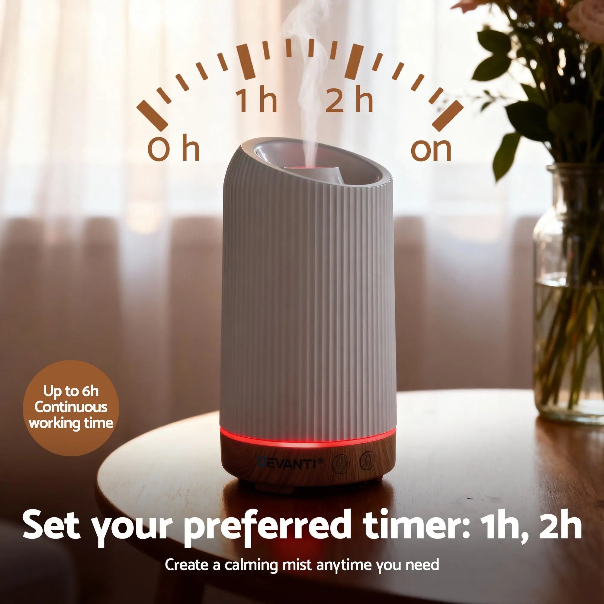 Devanti Ultrasonic Aroma Diffuser Aromatherapy 200ml LED Lights Iron Humidifier Forest Wholesale Hub