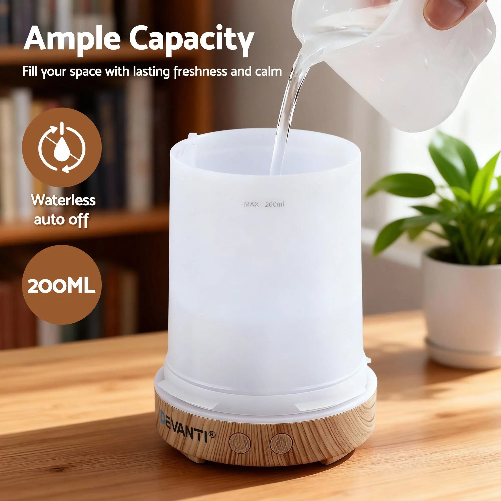 Devanti Ultrasonic Aroma Diffuser Aromatherapy 200ml LED Lights Iron Humidifier Forest Wholesale Hub