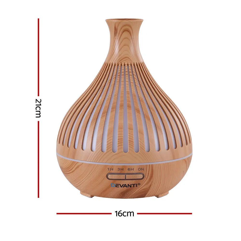 Devanti Ultrasonic Aroma Diffuser Aromatherapy 400ml LED Lights Iron Humidifier Forest Light wood grain Wholesale Hub