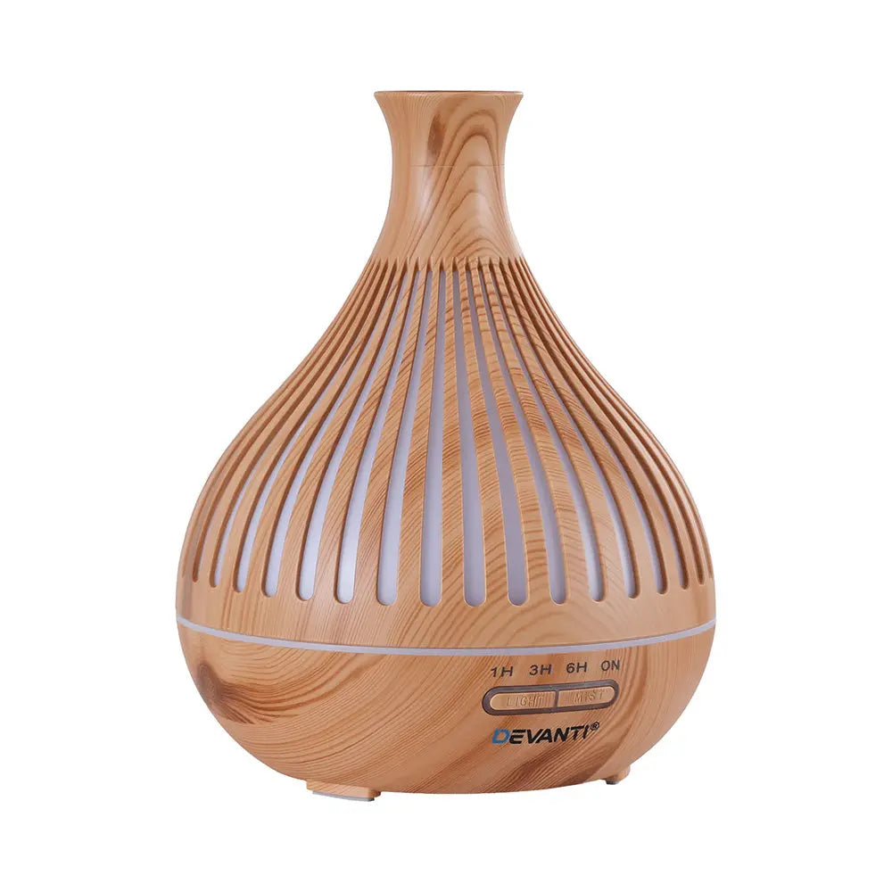 Devanti Ultrasonic Aroma Diffuser Aromatherapy 400ml LED Lights Iron Humidifier Forest Light wood grain Wholesale Hub