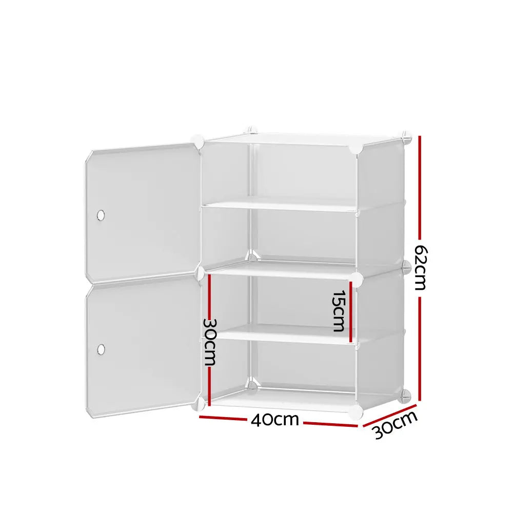 Artiss Shoe Rack DIY Set of 2 Storage Cube Stackable White Wholesale Hub