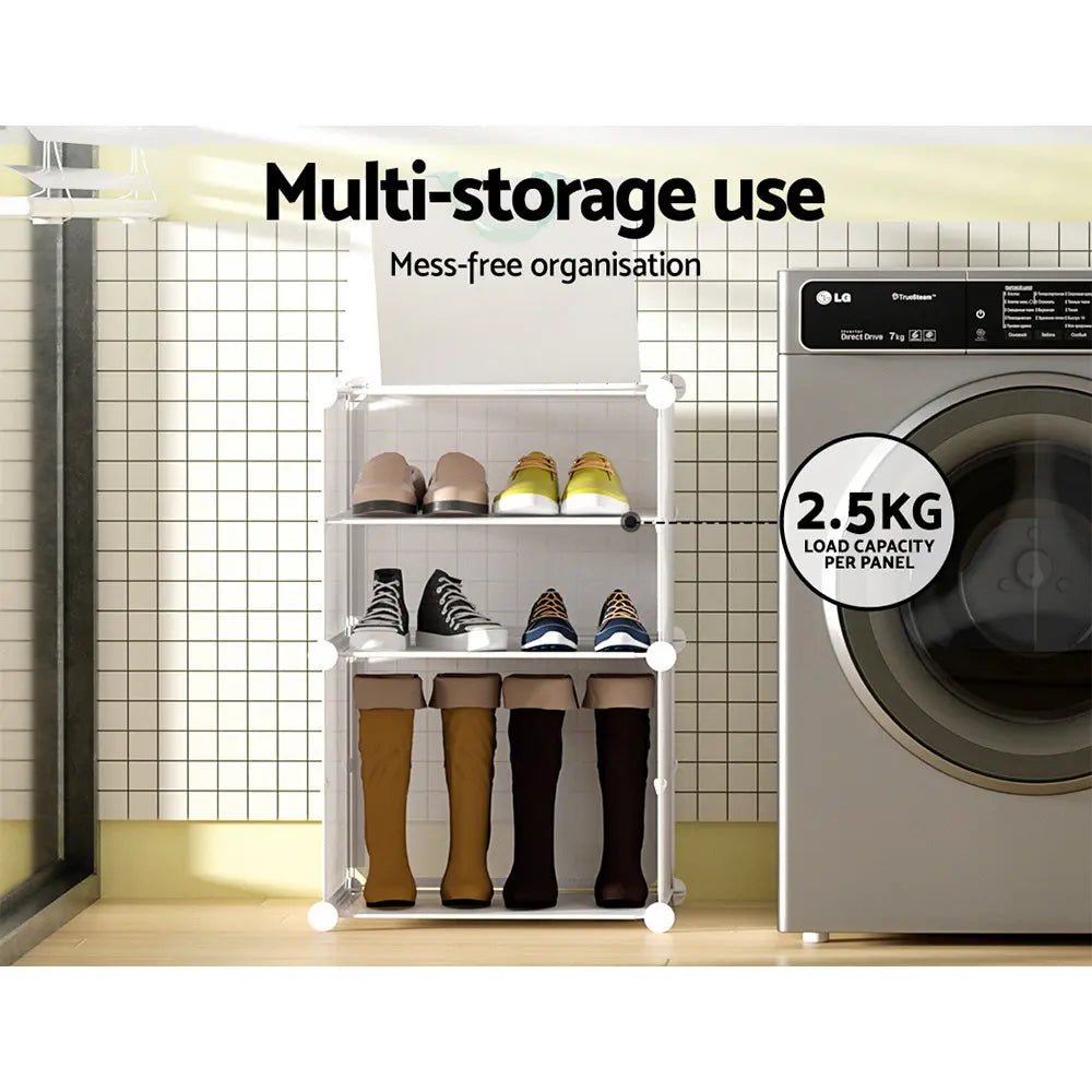Artiss Shoe Rack DIY Set of 2 Storage Cube Stackable White Wholesale Hub