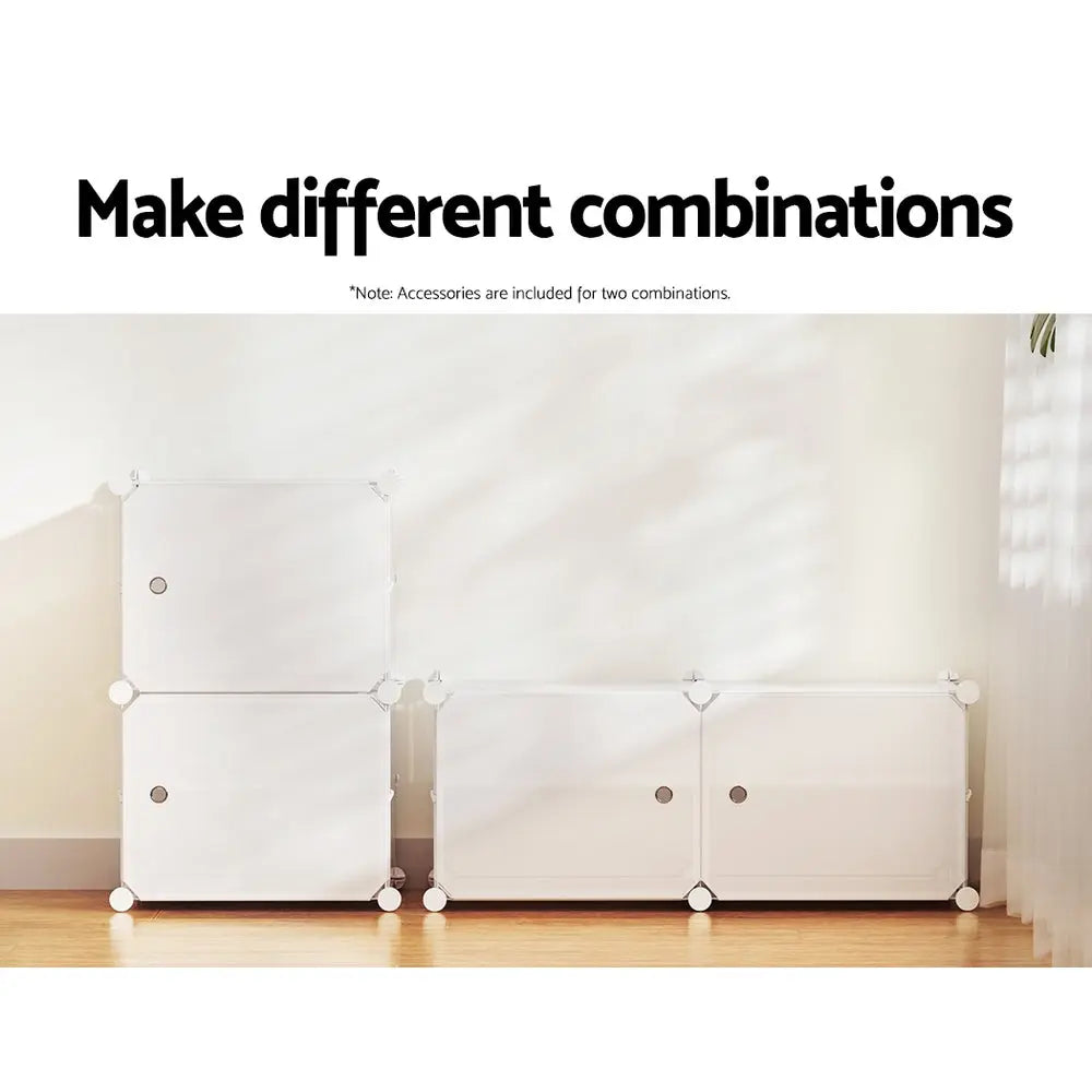 Artiss Shoe Rack DIY Set of 2 Storage Cube Stackable White Wholesale Hub