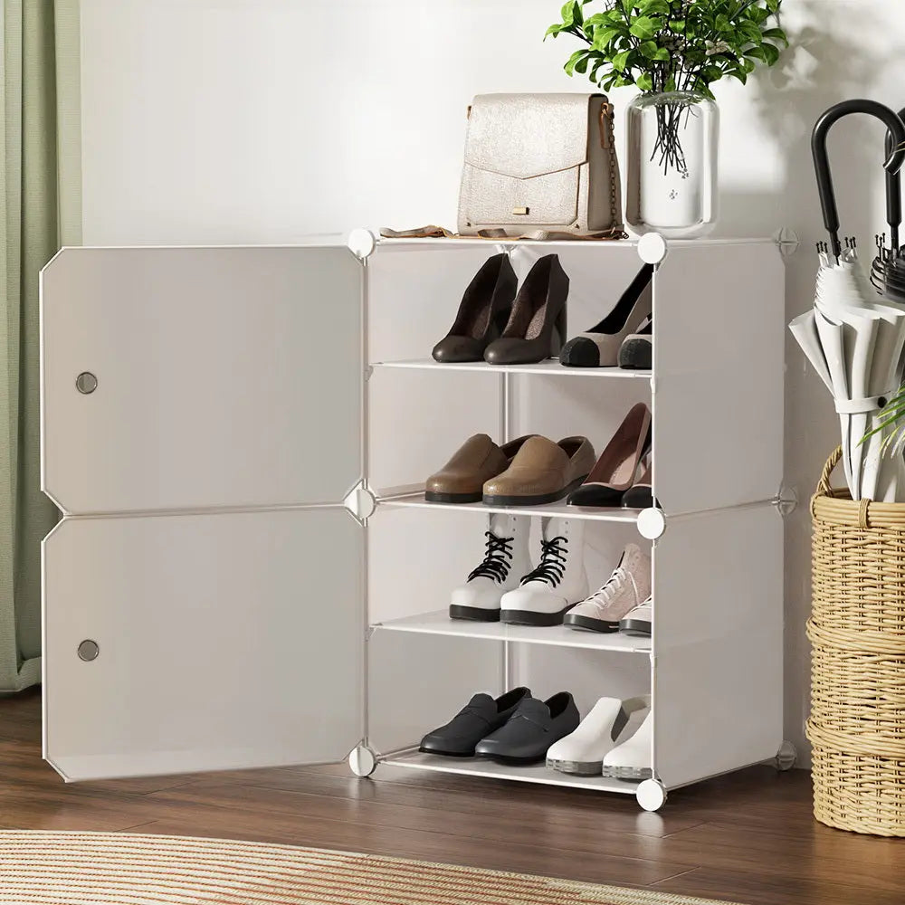 Artiss Shoe Rack DIY Set of 2 Storage Cube Stackable White Wholesale Hub