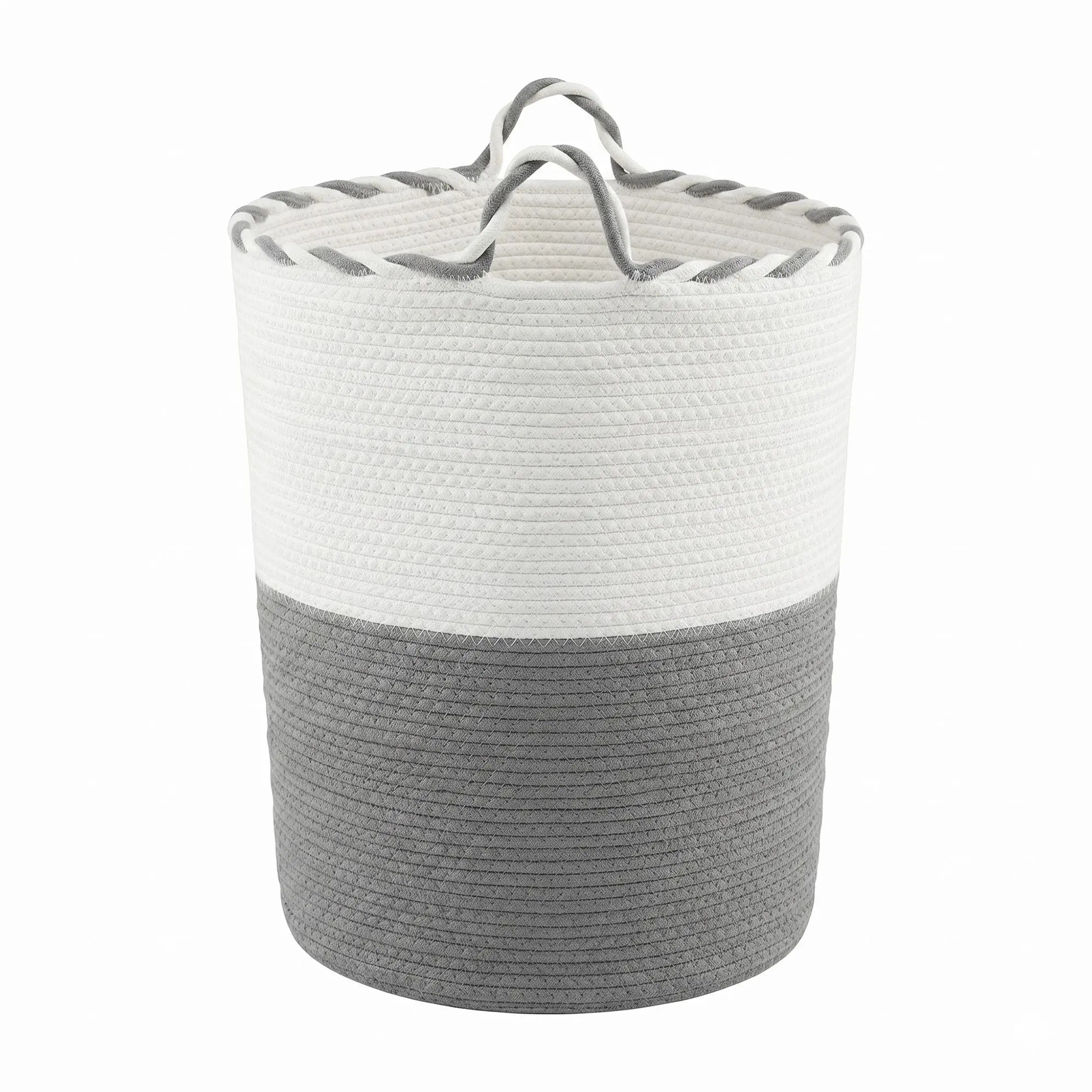 Artiss Woven Laundry Basket with handles Foldable White & Grey Wholesale Hub