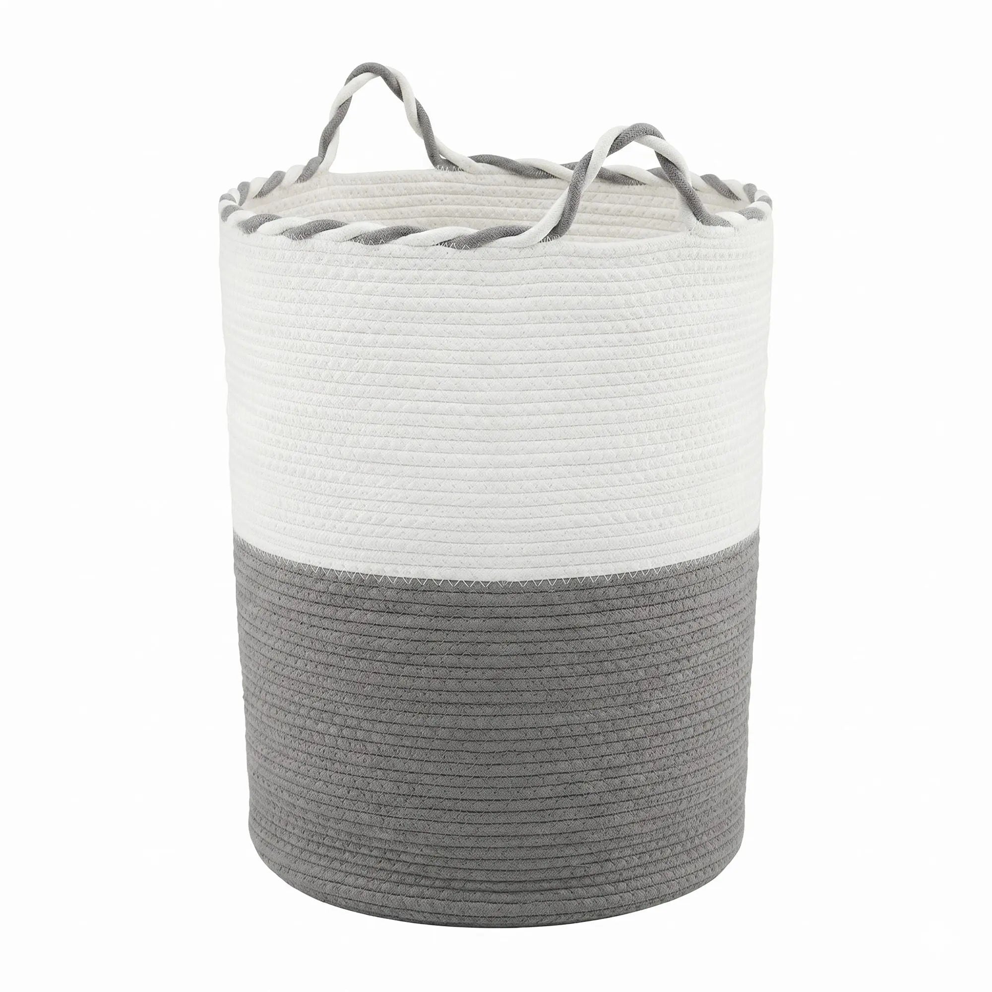Artiss Woven Laundry Basket with handles Foldable White & Grey Wholesale Hub