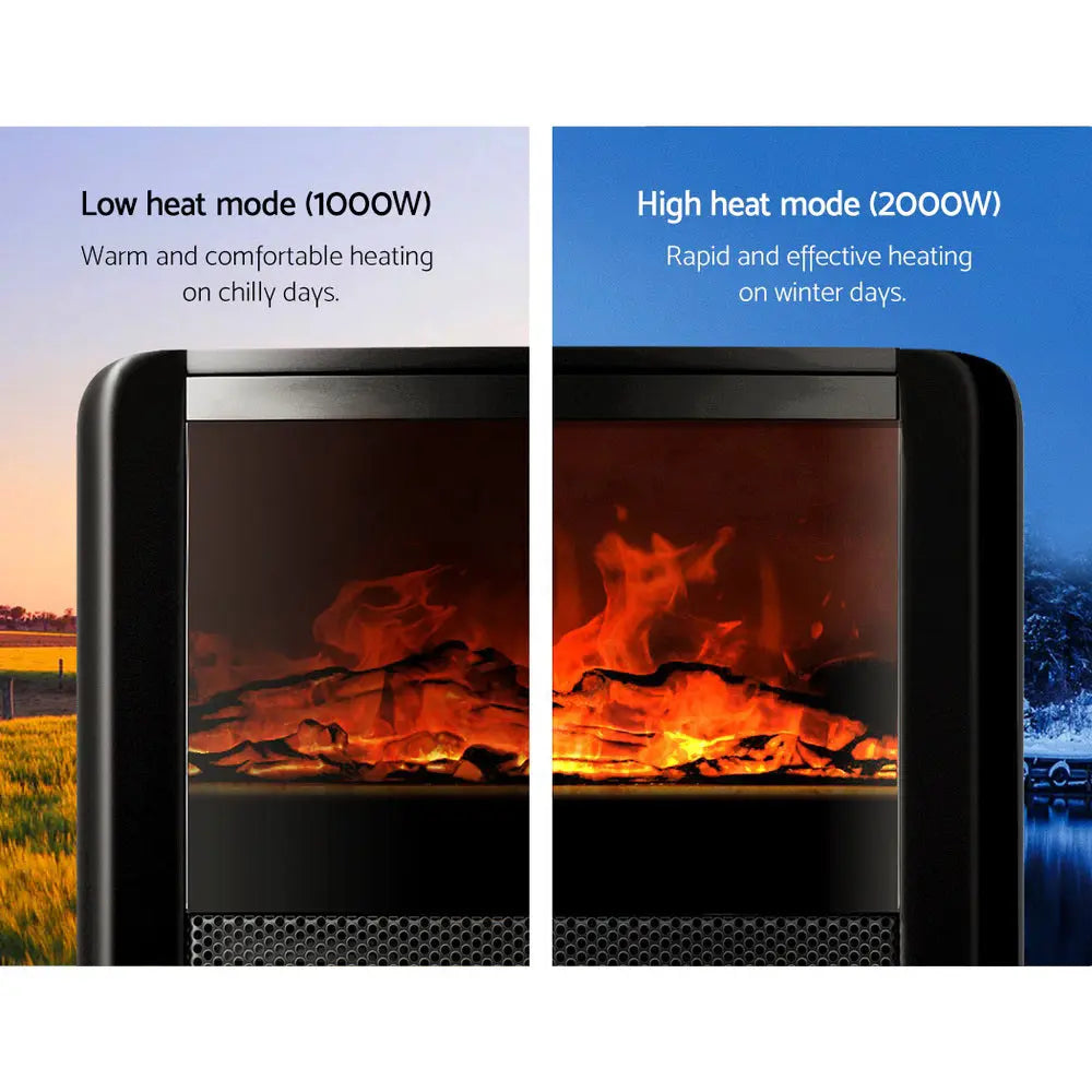 Devanti Electric Fireplace Fire Heaters 2000W Wholesale Hub