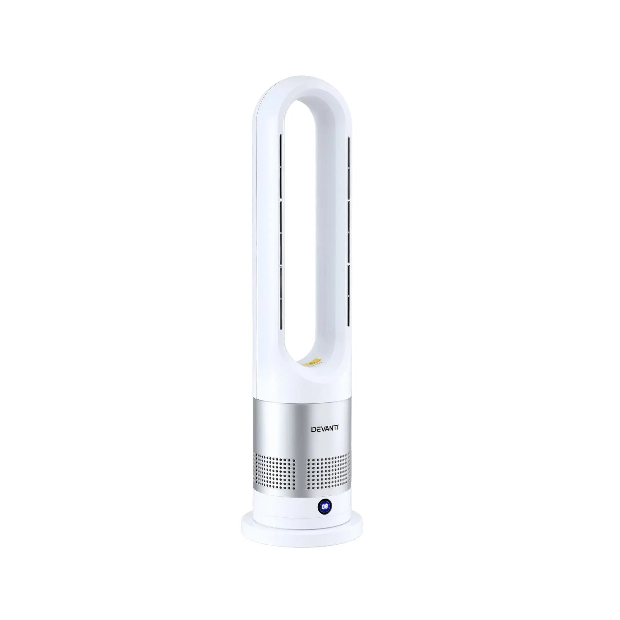 Devanti Bladeless Tower Fan Heater and Cooler 2in1 Portable Oscillation Fan for Bedroom Room Office Use White Wholesale Hub
